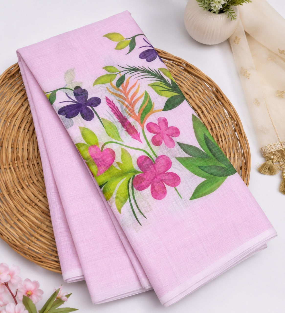 Pink Blossom Saree