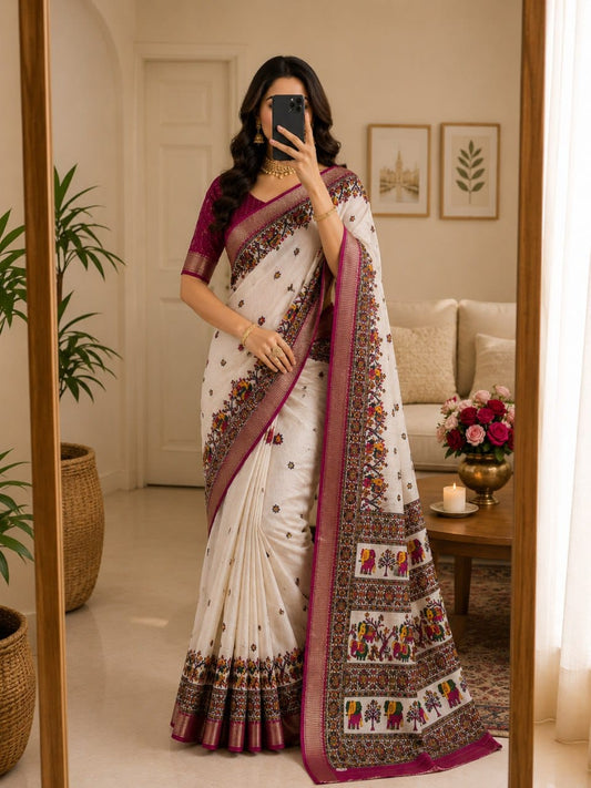 Heritage Elephant Dola Silk Saree