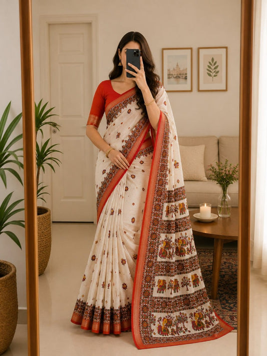 Heritage Elephant Dola Silk Saree