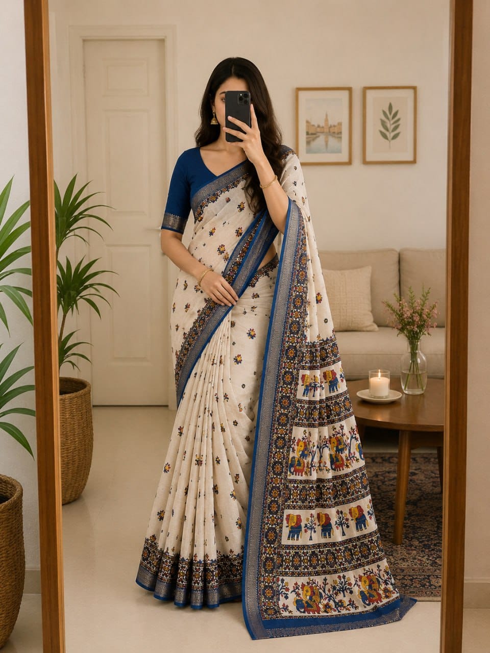 Heritage Elephant Dola Silk Saree
