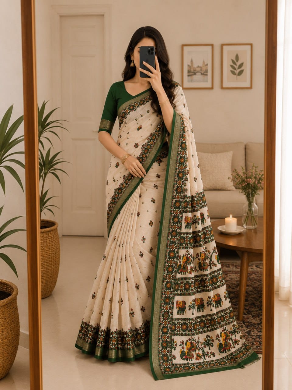 Heritage Elephant Dola Silk Saree